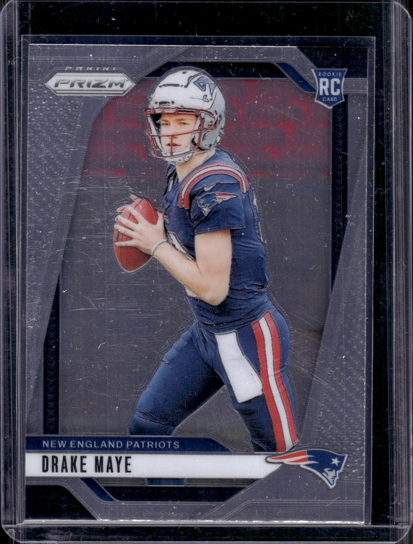 Drake Maye Rookie Card 2024 Panini Prizm #329 New England Patriots: Panini Select, Prizm, Mosaic, Contenders, Zenith, Phoenix, Illusions, Absolute, Rookie NFL Sports Trading Cards, SP, SSP, Cards, Football Cards for Sale Near Me, Superbowl & Hall of Fame Player Cards,