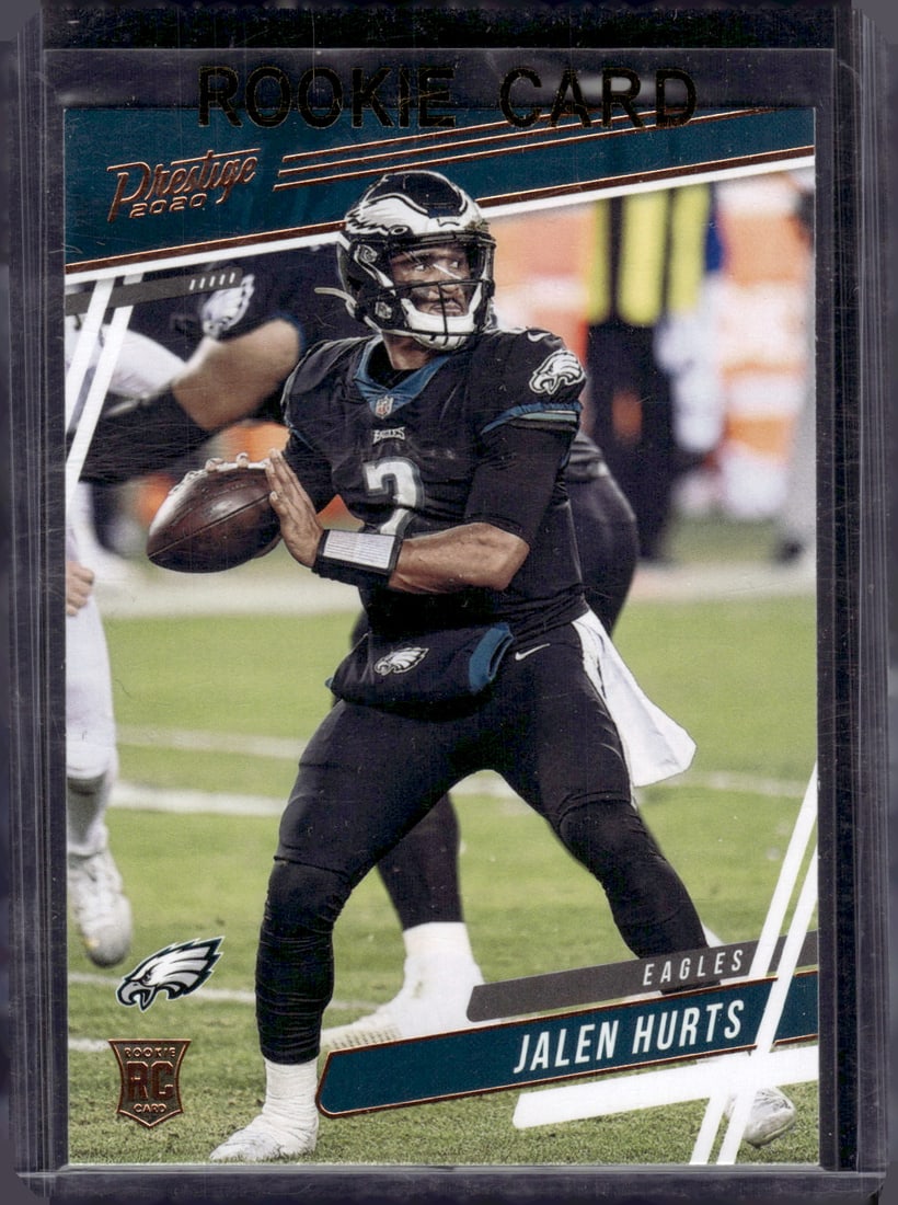 Jalen Hurts Rookie Card 2020 Panini Chronicles Prestige #310 Philadelphia Eagles: Panini Select, Prizm, Mosaic, Contenders, Zenith, Phoenix, Illusions, Absolute, Rookie NFL Sports Trading Cards, SP, SSP, Cards, Football Cards for Sale Near Me, Superbowl & Hall of Fame Player Cards,