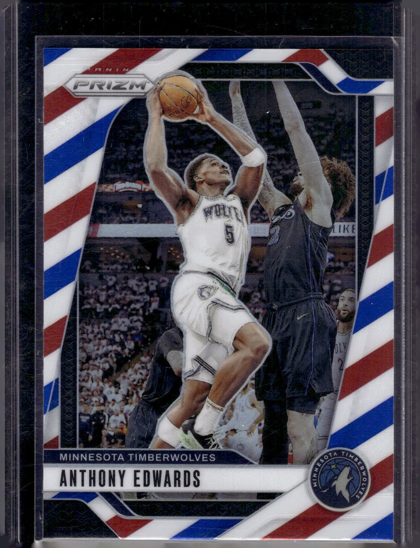 Anthony Edwards Red White Blue Prizm 2024-25 Panini Prizm #100 Timberwolves (1 of 2)