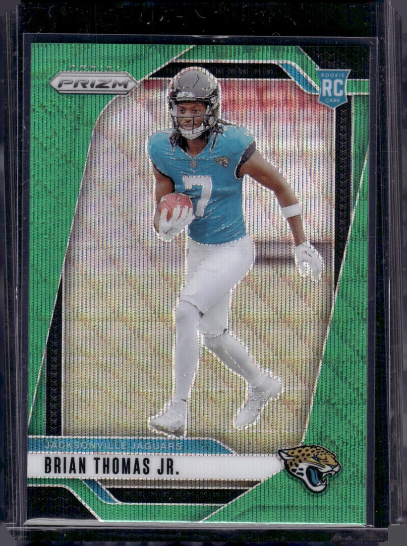 Brian Thomas Jr. Rookie Card Green Wave Prizm 2024 Panini Prizm #314 Jaguars: Panini Select, Prizm, Mosaic, Contenders, Zenith, Phoenix, Illusions, Absolute, Rookie NFL Sports Trading Cards, SP, SSP, Cards, Football Cards for Sale Near Me, Superbowl & Hall of Fame Player Cards,