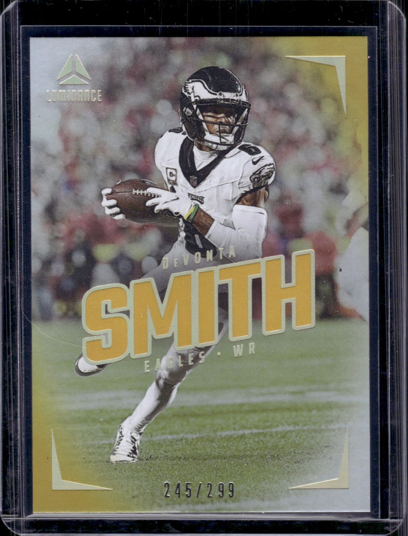 DeVonta Smith Gold /299 2024 Panini Luminance #58 Philadelphia Eagles (1 of 2)