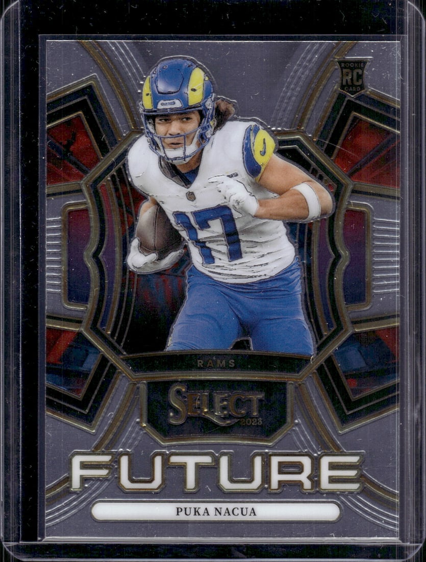 Puka Nacua Rookie Card Future 2023 Panini Select #FUT-PNA Los Angeles Rams: Panini Select, Prizm, Mosaic, Contenders, Zenith, Phoenix, Illusions, Absolute, Rookie NFL Sports Trading Cards, SP, SSP, Cards, Football Cards for Sale Near Me, Superbowl & Hall of Fame Player Cards,
