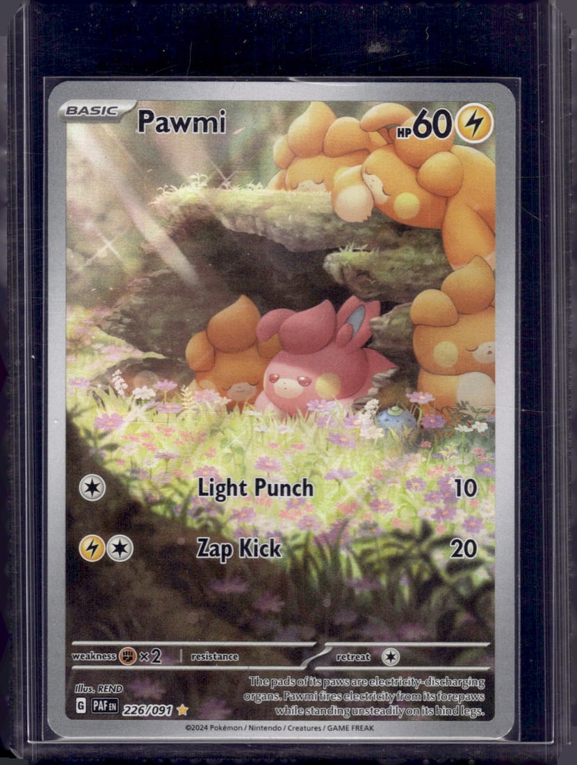 2024 Pokemon Paldean Fates Pawmi Illustration Rare #226: Pokemon Trading Card Game Cards, Charizard, Pikachu, Mewto, EX, Referse Holo, Holo Rare Cards, Secret Rare Cards, Full Art Cards, Evee, 3 Stars Ultra Rare Cards, Double Rare, Illustration Rare, Specia