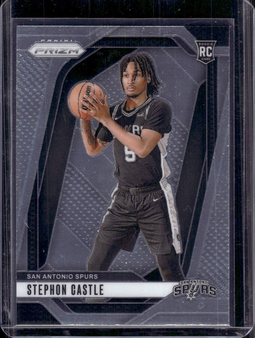 Stephon Castle Rookie Card 2024-25 Panini Prizm #234 San Antonio Spurs: Panini Select, Prizm, Mosaic, Contenders, Revolution, Phoenix, NBA Hoops, Rookie NFL Sports Trading Cards, Silver, SP, SSP, Wave Prizms, Numbered Cards, Basketball sports Cards for Sale Near Me, NBA C