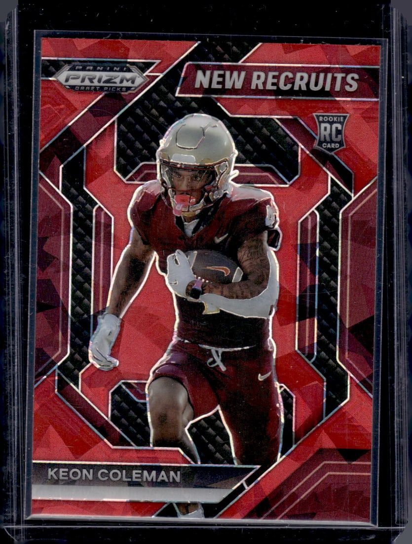Keon Coleman Rookie Card New Recruits Red Ice 2024 Prizm Draft Picks #NR-KCN Bills: Panini Select, Prizm, Mosaic, Contenders, Zenith, Phoenix, Illusions, Absolute, Rookie NFL Sports Trading Cards, SP, SSP, Cards, Football Cards for Sale Near Me, Superbowl & Hall of Fame Player Cards,