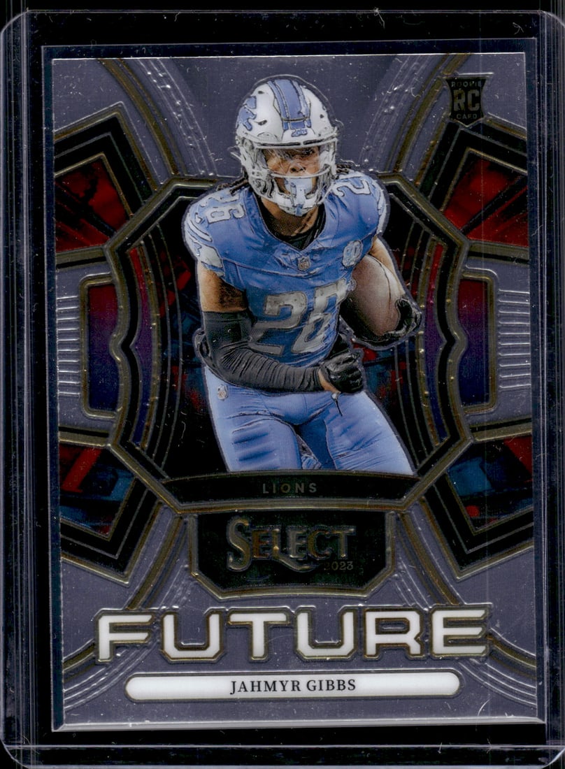 Jahmyr Gibbs Rookie Card Future 2023 Panini Select #FUT-JGI Detroit Lions Football Card: Panini Select, Prizm, Mosaic, Contenders, Zenith, Phoenix, Illusions, Absolute, Rookie NFL Sports Trading Cards, SP, SSP, Cards, Football Cards for Sale Near Me, Superbowl & Hall of Fame Player Cards,