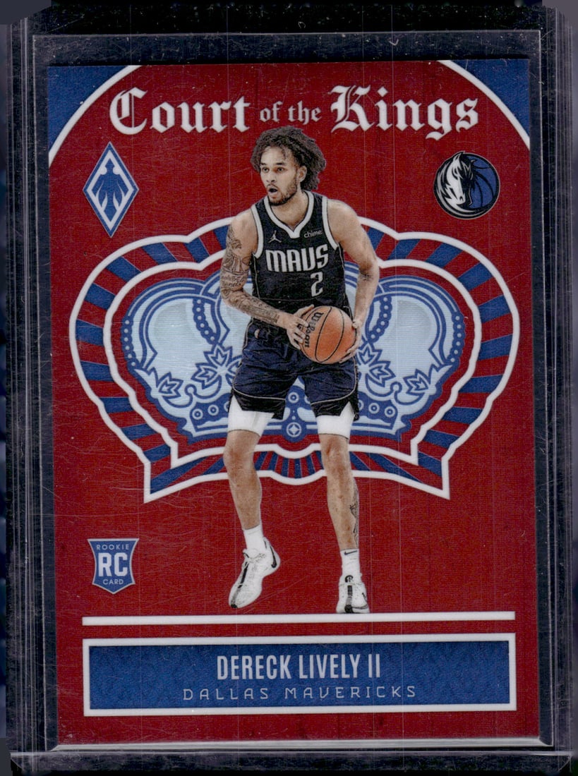Dereck Lively Rookie Card Court of Kings Red /125 2023-24 Panini Phoenix #22 Mavericks: Panini Select, Prizm, Mosaic, Contenders, Revolution, Phoenix, NBA Hoops, Rookie NFL Sports Trading Cards, Silver, SP, SSP, Wave Prizms, Numbered Cards, Basketball sports Cards for Sale Near Me, NBA C