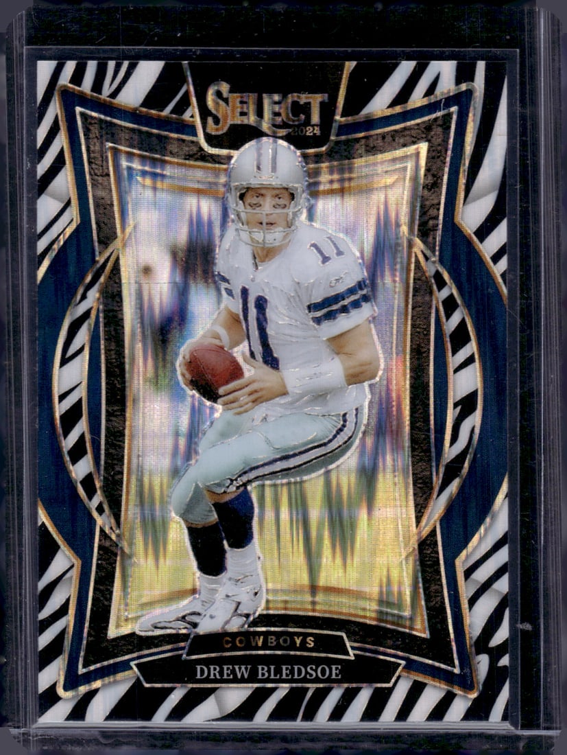 Drew Bledsoe Zebra Prizm SSP Case Hit 2024 Select #53 Dallas Cowboys Football Card (1 of 2)