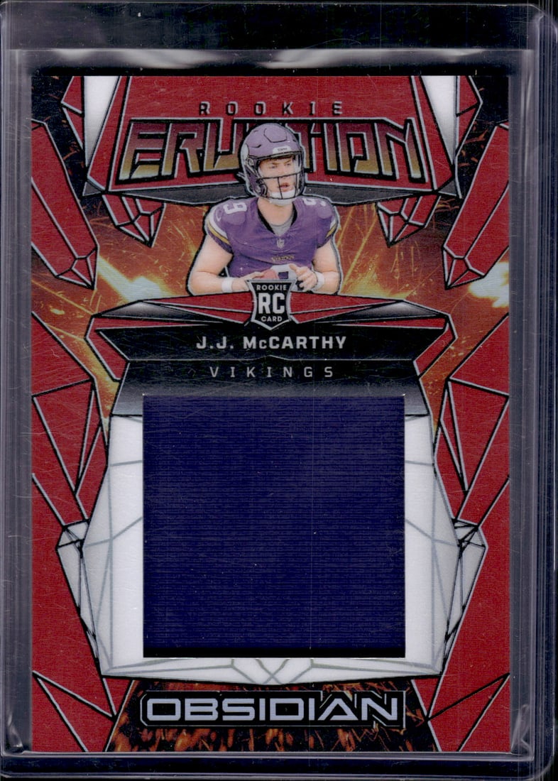 JJ McCarthy Rookie Eruption Red Patch /75 2024 Obsidian #ERM-JMY Minnesota Vikings (1 of 2)