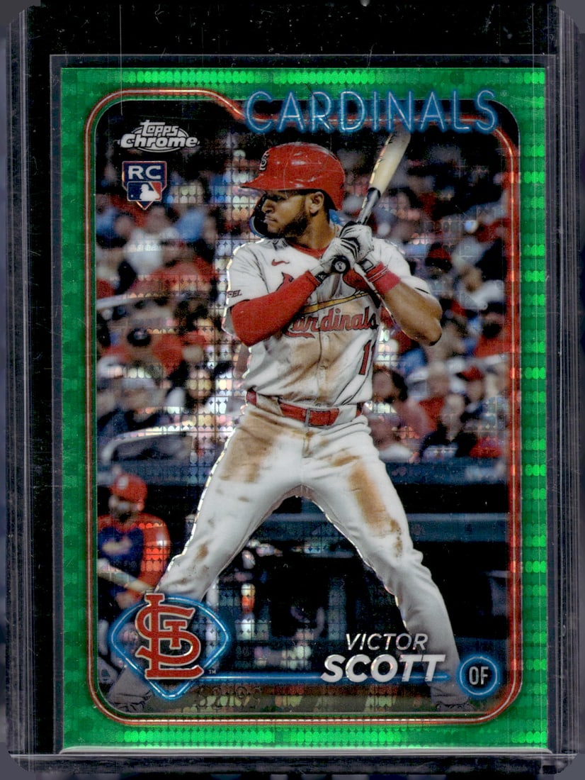 Victor Scott Rookie Card Green Sonar Refractor /99 2024 Topps Chrome #251 St. Louis Cardinals: Topps Baseball MLB Trading & Sports Cards, Sports Cards for Sale Near Me, World Series & Hall of Fame Players Memorabilia, Refractors, X-Fractors, Numbered, SP, SSP, Valuable Auction Memorabilia Lots 