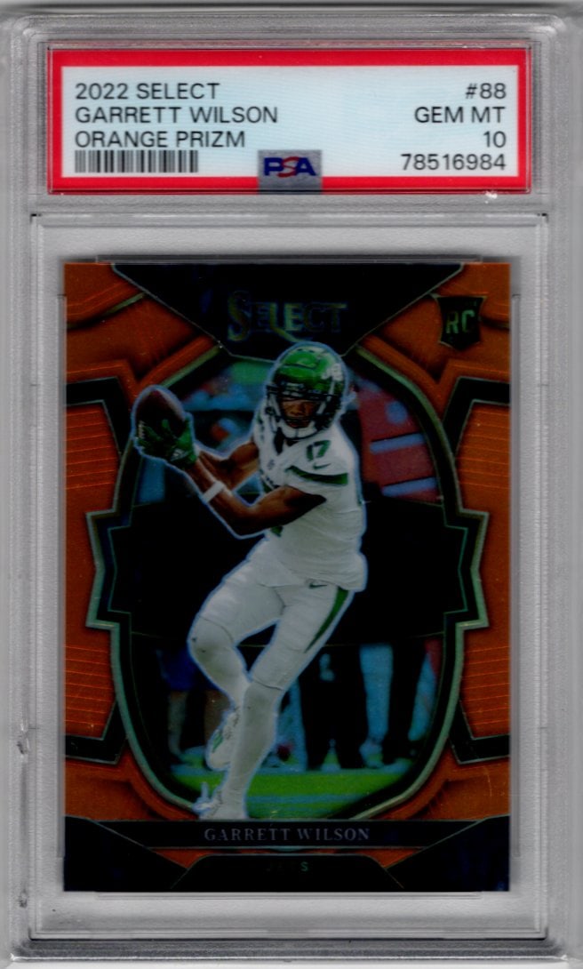Garrett Wilson Rookie Card Orange Prizm /49 2022 Select #88 PSA 10 New York Jets (1 of 2)