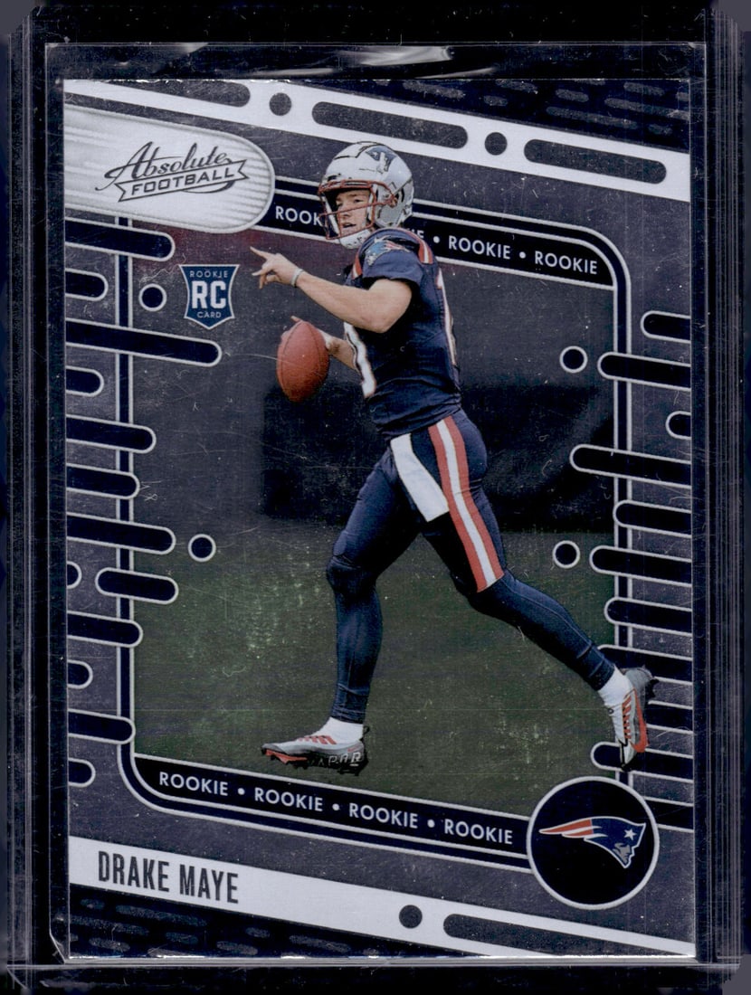Drake Maye Rookie Card 2024 Panini Absolute #103 New England Patriots: Panini Select, Prizm, Mosaic, Contenders, Zenith, Phoenix, Illusions, Absolute, Rookie NFL Sports Trading Cards, SP, SSP, Cards, Football Cards for Sale Near Me, Superbowl & Hall of Fame Player Cards,