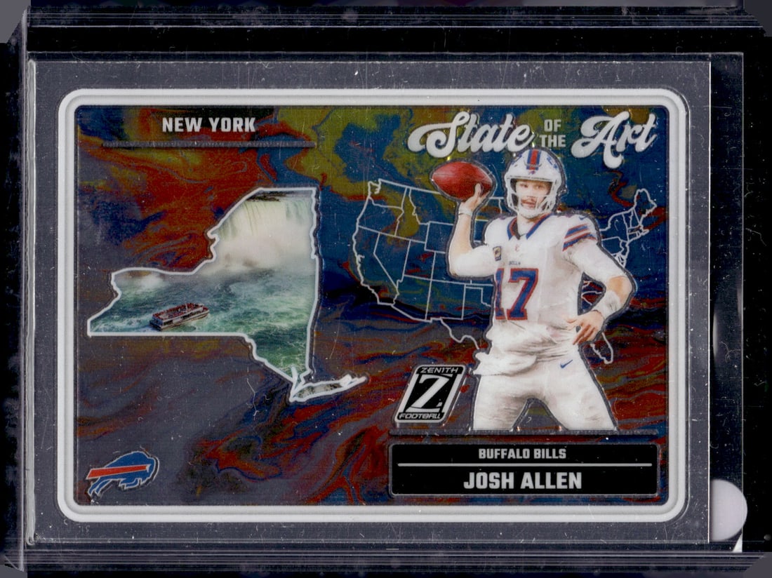 Josh Allen State of the Art 2024 Panini Zenith #7 Buffalo Bills: Panini Select, Prizm, Mosaic, Contenders, Zenith, Phoenix, Illusions, Absolute, Rookie NFL Sports Trading Cards, SP, SSP, Cards, Football Cards for Sale Near Me, Superbowl & Hall of Fame Player Cards,