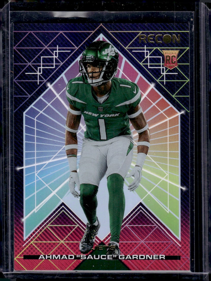 Ahmad "Sauce" Gardner Rookie Card 2022 Chornicles Recon #REC-15 New York Jets: Panini Select, Prizm, Mosaic, Contenders, Zenith, Phoenix, Illusions, Absolute, Rookie NFL Sports Trading Cards, SP, SSP, Cards, Football Cards for Sale Near Me, Superbowl & Hall of Fame Player Cards,