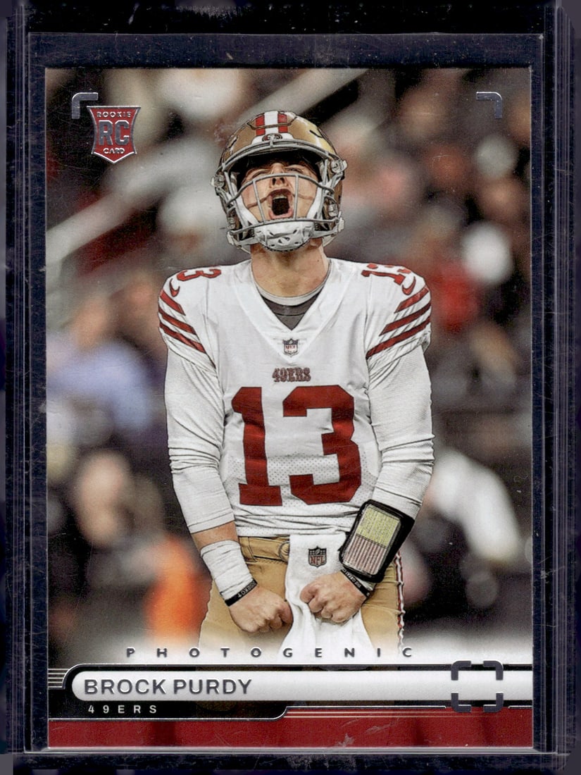 Brock Purdy Rookie Card Photogenic 2022 Chronicles #PH-36 San Francisco 49ers: Panini Select, Prizm, Mosaic, Contenders, Zenith, Phoenix, Illusions, Absolute, Rookie NFL Sports Trading Cards, SP, SSP, Cards, Football Cards for Sale Near Me, Superbowl & Hall of Fame Player Cards,