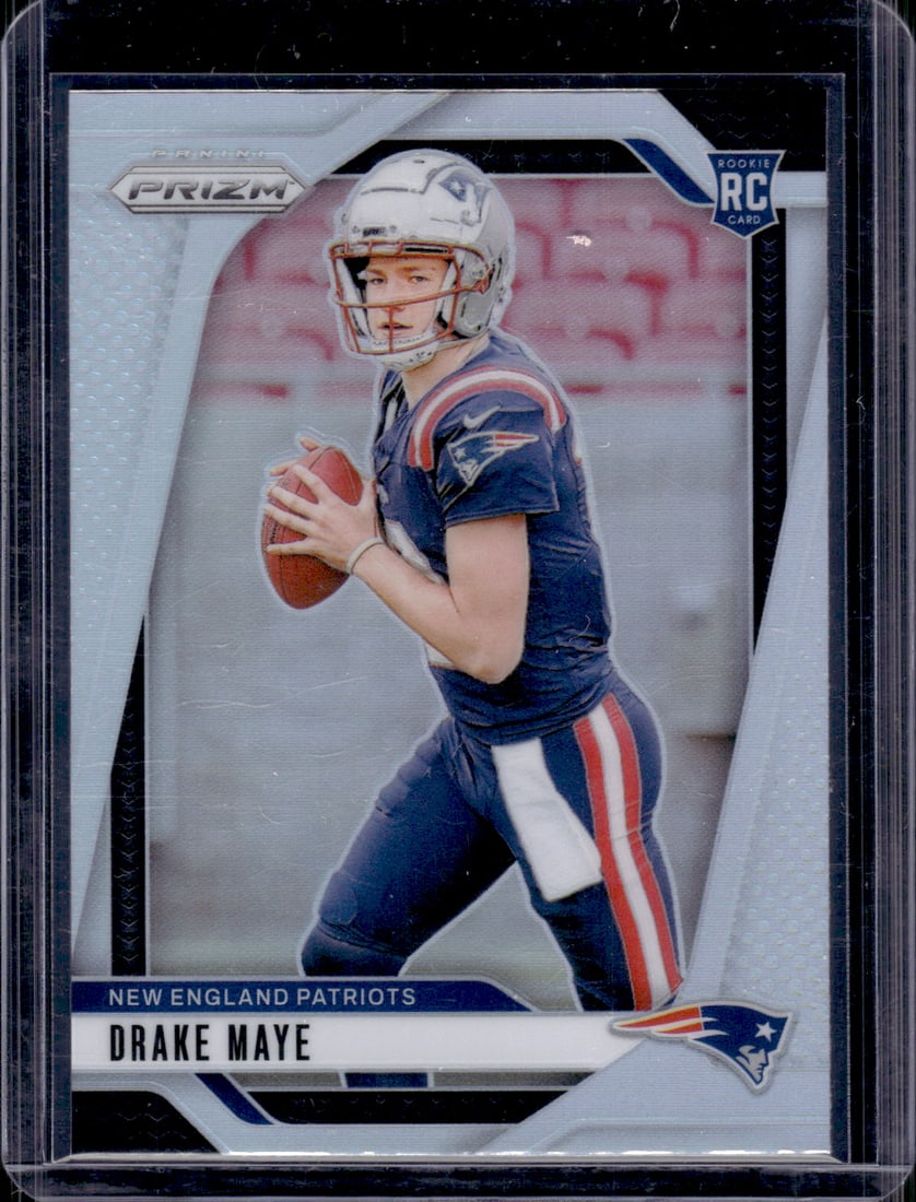 Drake Maye Rookie Card Silver Prizm 2024 Panini Prizm #329 New England Patriots: Panini Select, Prizm, Mosaic, Contenders, Zenith, Phoenix, Illusions, Absolute, Rookie NFL Sports Trading Cards, SP, SSP, Cards, Football Cards for Sale Near Me, Superbowl & Hall of Fame Player Cards,