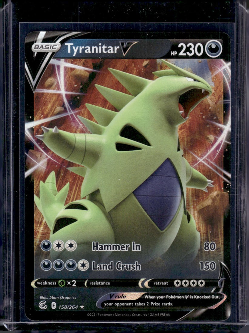 2021 Pokemon Fusion Strike Tyranitar V Ultra Rare #158: Pokemon Trading Card Game Cards, Charizard, Pikachu, Mewto, EX, Referse Holo, Holo Rare Cards, Secret Rare Cards, Full Art Cards, Evee, 3 Stars Ultra Rare Cards, Double Rare, Illustration Rare, Specia