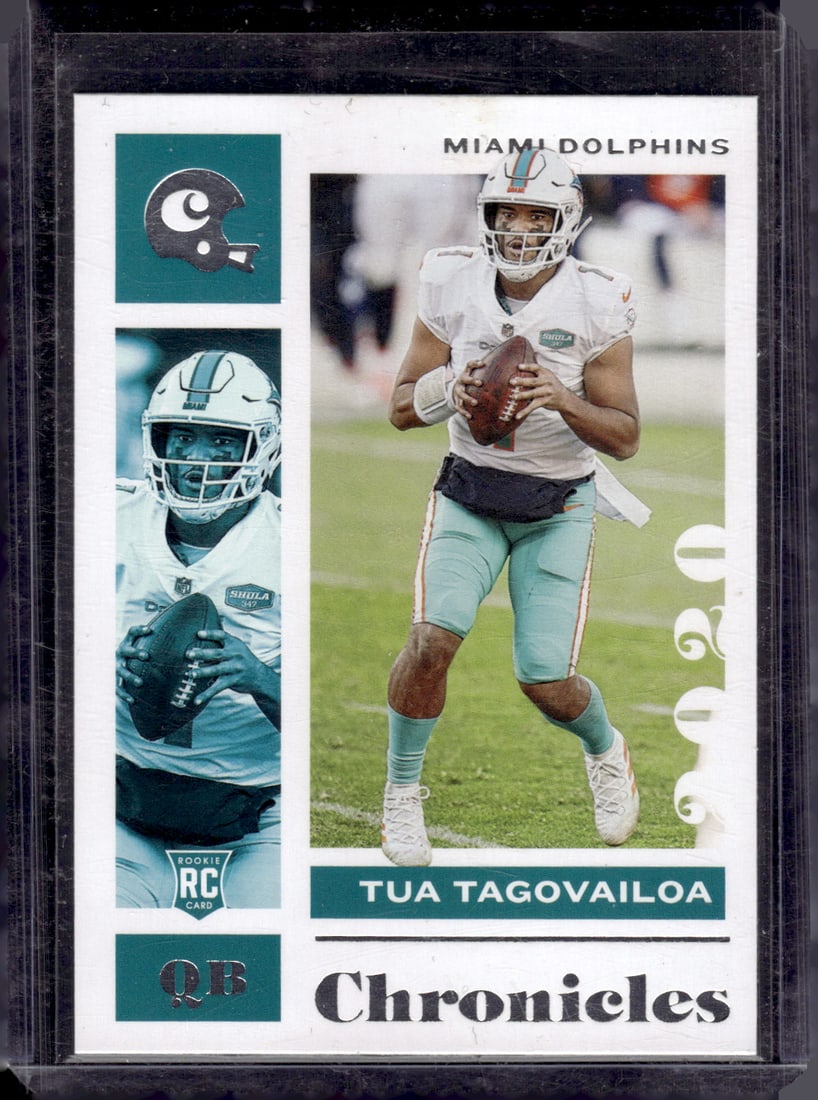 Tua Tagovailoa Rookie Card 2020 Panini Chronicles #60 Miami Dolphins: Panini Select, Prizm, Mosaic, Contenders, Zenith, Phoenix, Illusions, Absolute, Rookie NFL Sports Trading Cards, SP, SSP, Cards, Football Cards for Sale Near Me, Superbowl & Hall of Fame Player Cards,