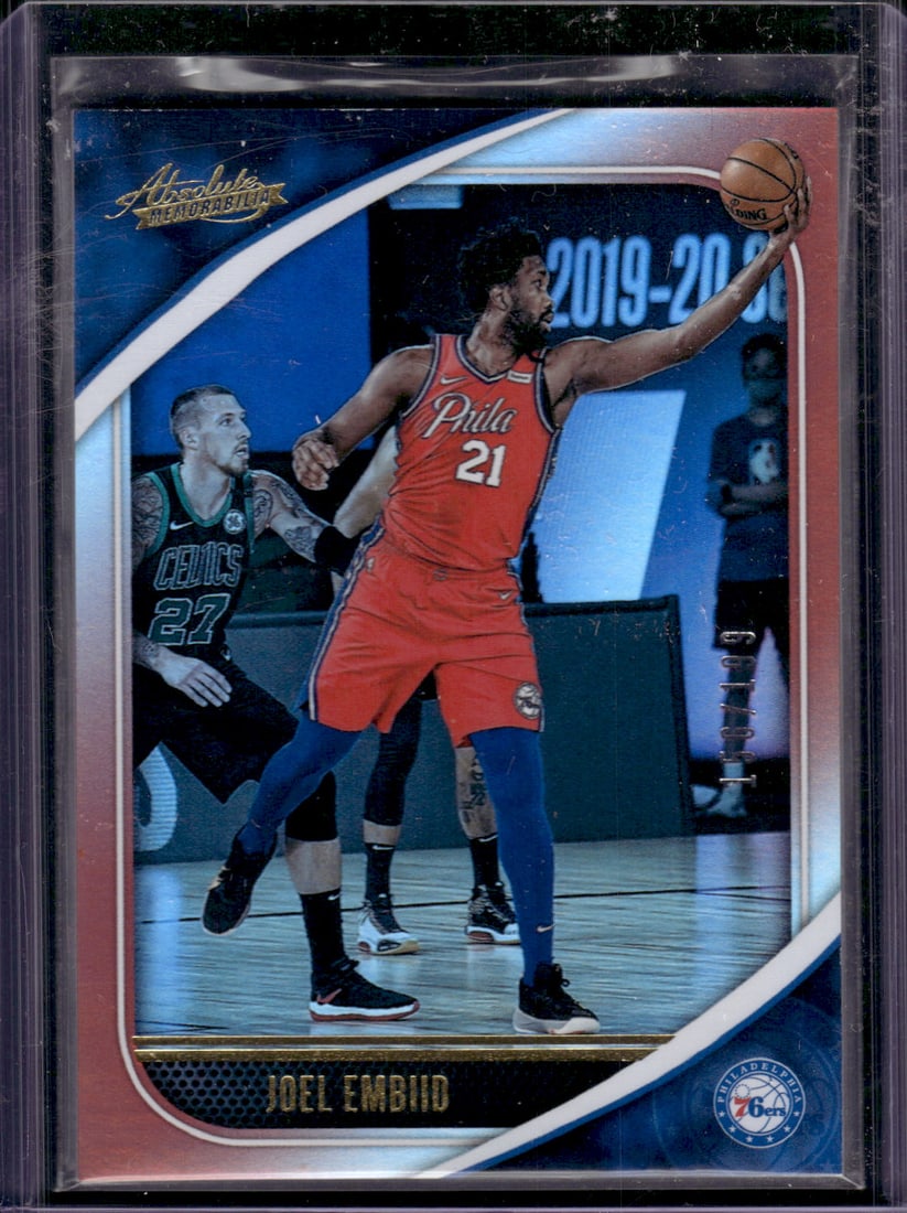 Joel Embiid Red /199 2020-21 Absolute Memorabilia #77 76ers Basketball Card (1 of 2)