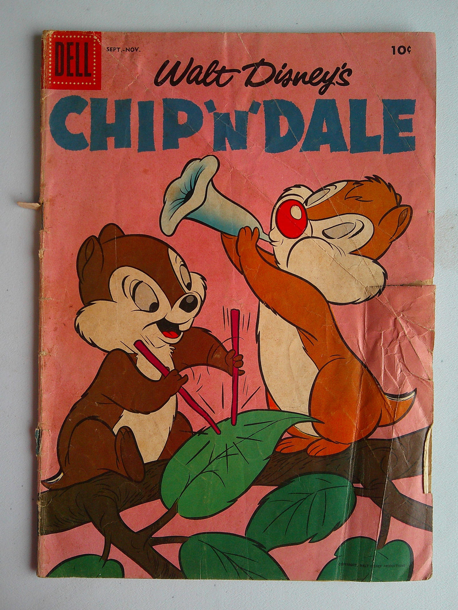 Chip n' Dale Vintage Silver Age Dell Walt Disney's Comic Book: 1967 #1, Lots of creasing (1 of 3)