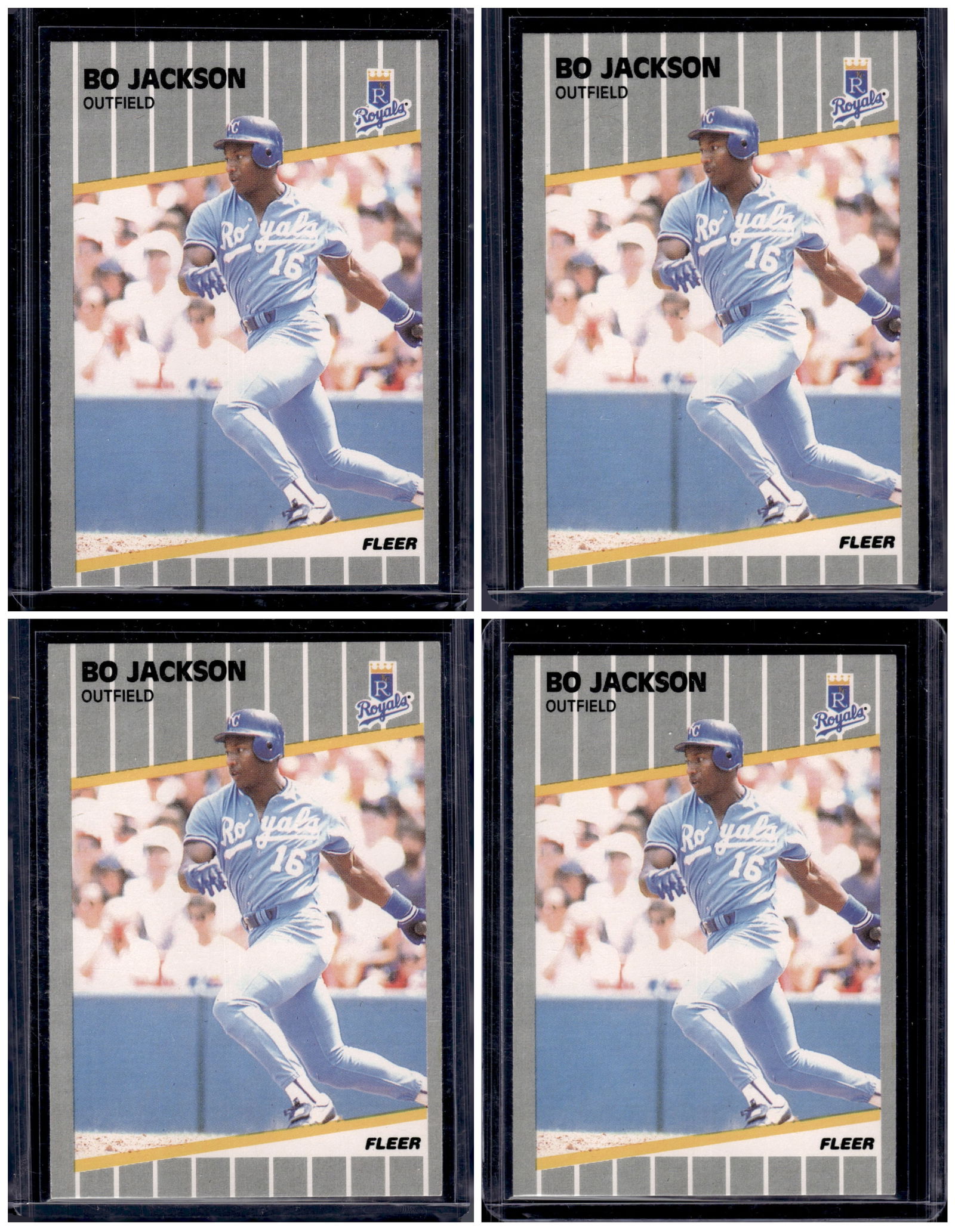 Lot of 4 Bo Jackson 1989 Fleer #285. Kansas City Royals Baseball Cards (1 of 1)