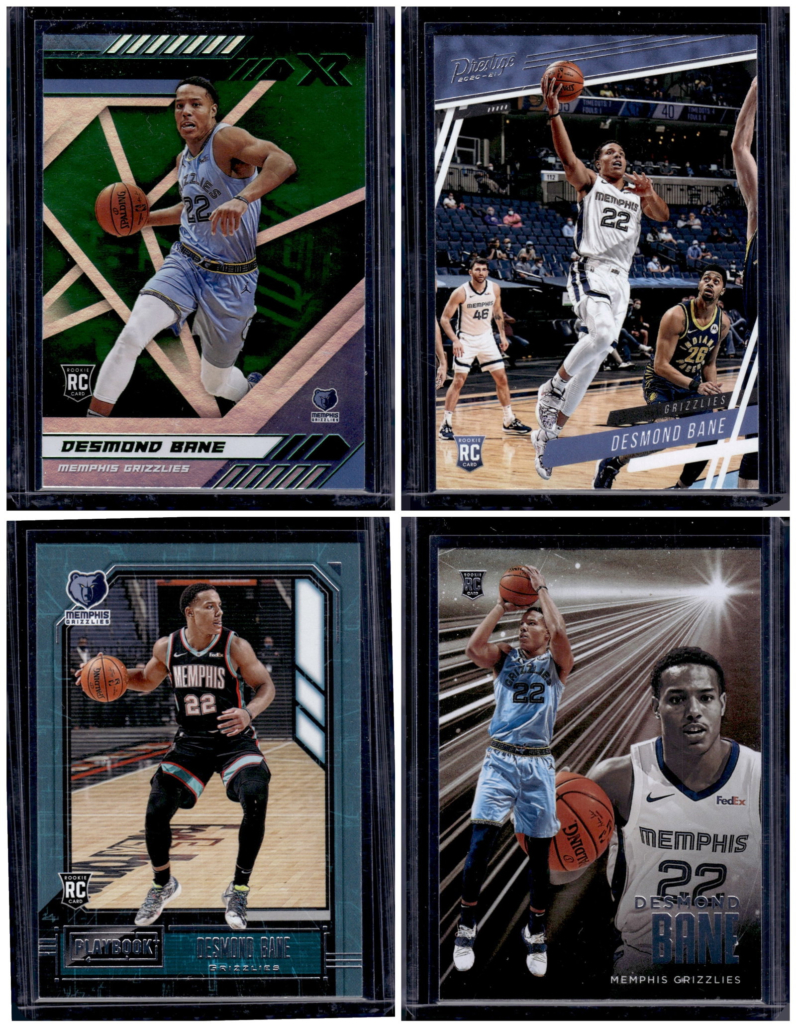 Lot of 4 Desmond Bane Rookies Cards. 2020-21 Panini Chronicles All Different: Panini Select, Prizm, Mosaic, Contenders, Revolution, Phoenix, NBA Hoops, Rookie NFL Sports Trading Cards, Silver, SP, SSP, Wave Prizms, Numbered Cards, Basketball sports Cards for Sale Near Me, NBA C