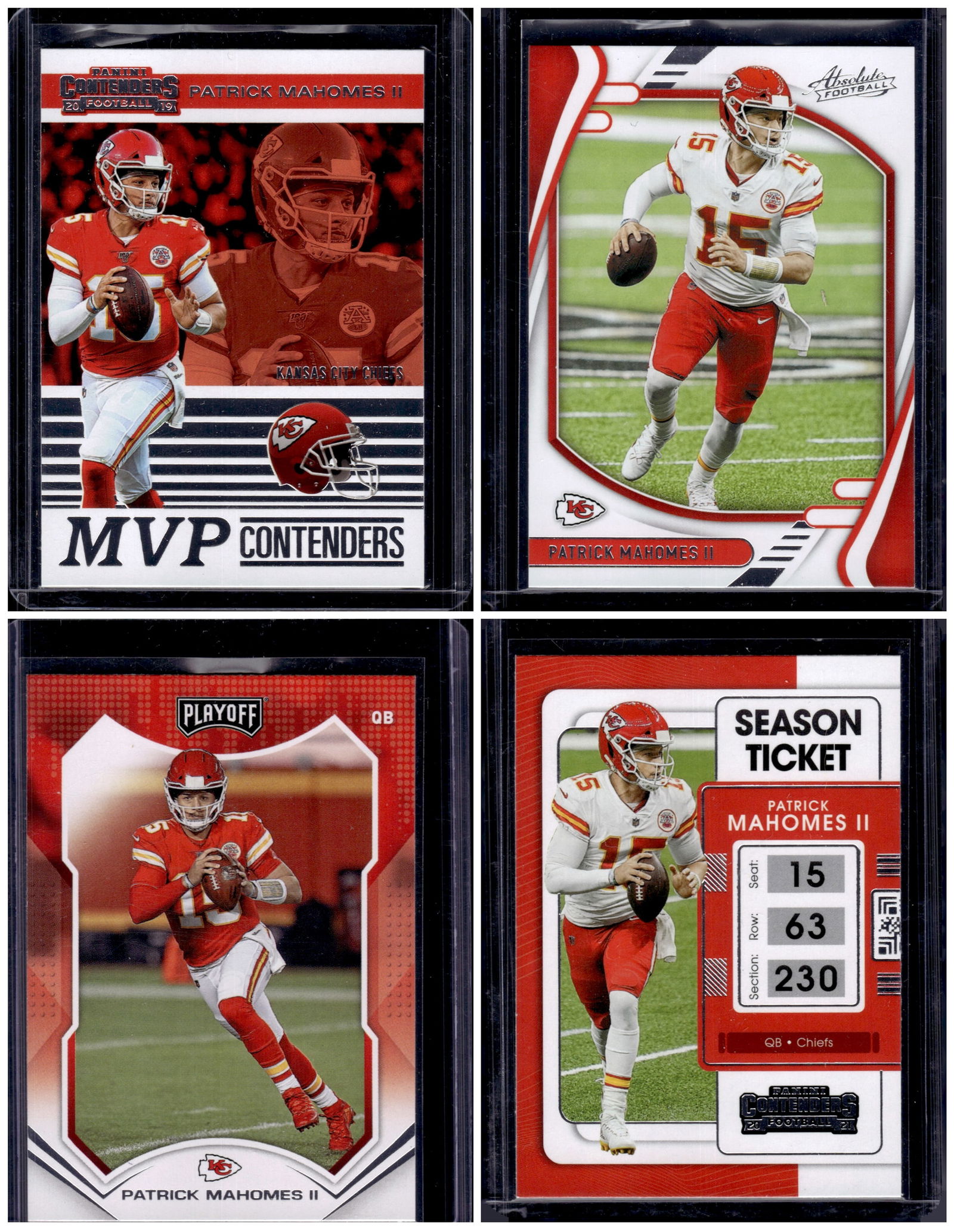 Lot of 4 Patrick Mahomes Panini NFL Football Cards All Different. Kansas City Chiefs (1 of 1)
