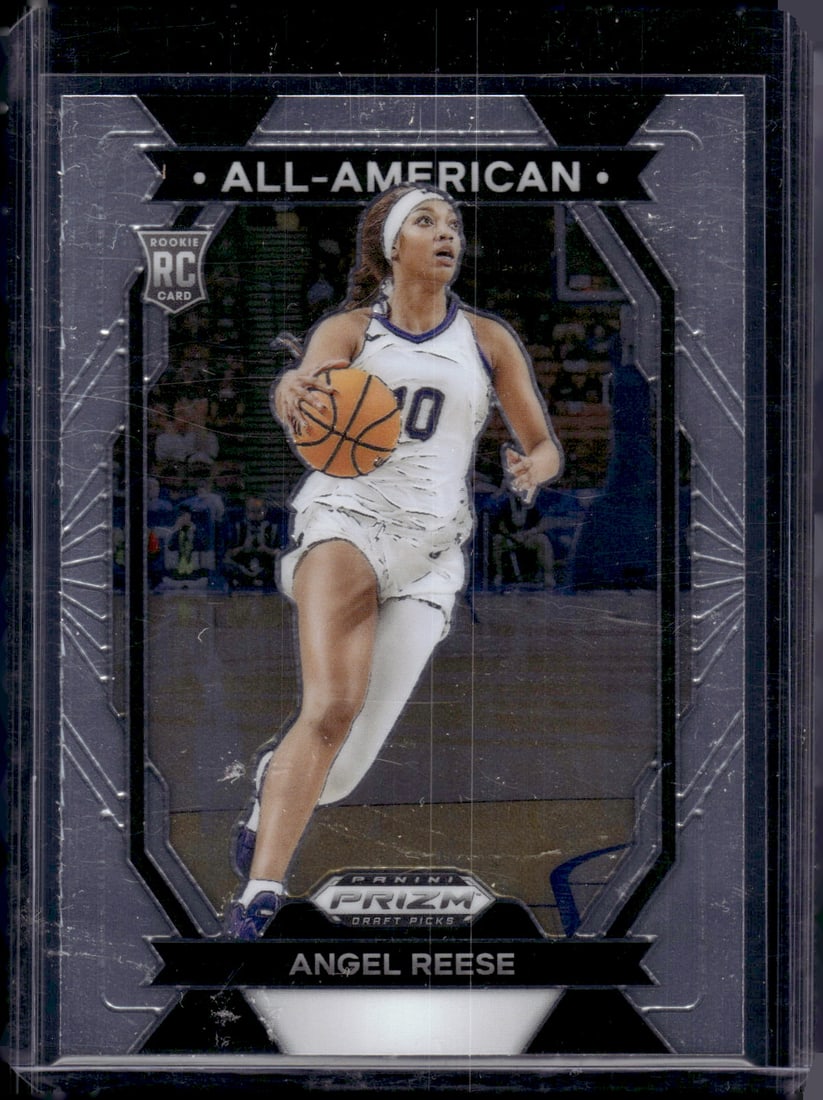 Angel Reese Rookie Card All-American 2024 Prizm Draft Picks #6 LSU Tigers, Chicago Sky: Panini Select, Prizm, Mosaic, Contenders, Revolution, Phoenix, NBA Hoops, Rookie NFL Sports Trading Cards, Silver, SP, SSP, Wave Prizms, Numbered Cards, Basketball sports Cards for Sale Near Me, NBA C