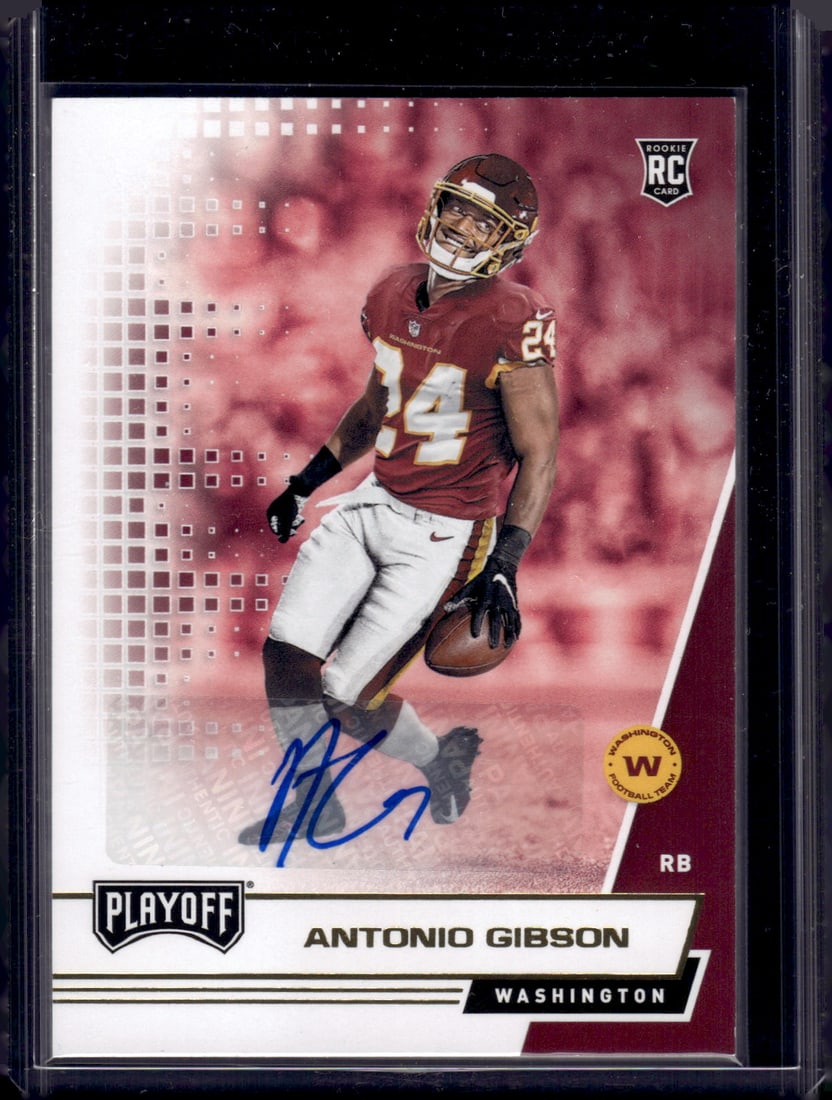Antonio Gibson Rookie Card Auto 2020 Panini Playoff #228 Commanders, Patriots (1 of 2)