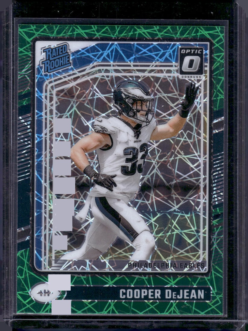 Cooper DeJean Rookie Card Green Velocity Prizm 2024 Donruss Optic #221 Eagles: Donruss Optic Football NLF Trading & Sports Cards, Sports Cards for Sale Near Me, Valuable Memorabilia Auction Lots Sold On Line, SP, SSP