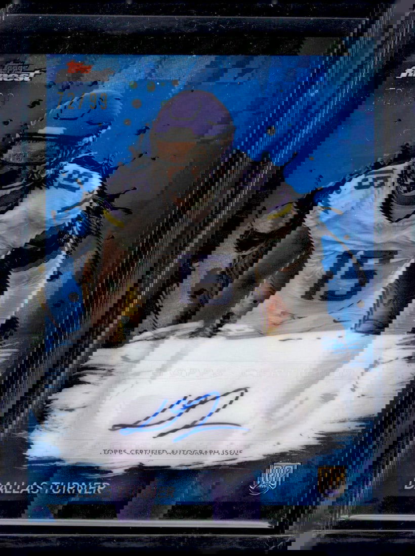 Dallas Turner Blue Checkerboard Rookie Auto /99 2024 Topps Finest #RFA-DT Minnesota Vikings (1 of 2)