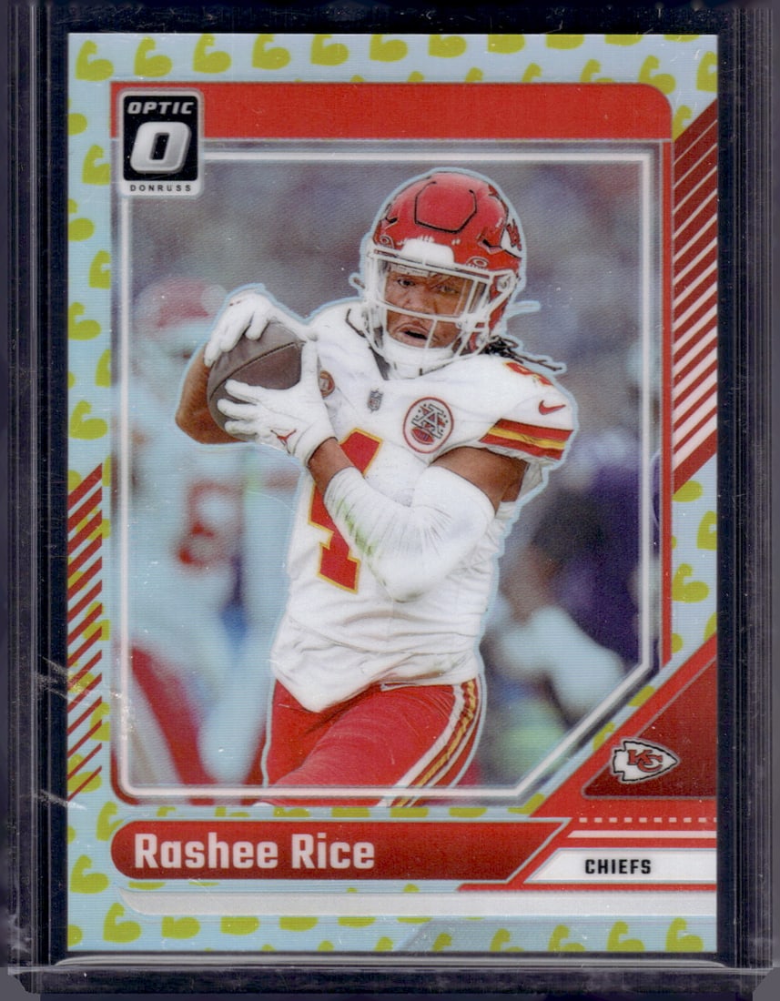 Rashee Rice Flex Emoji Prizm /149 2024 Donruss Optic #97 Chiefs: Donruss Optic Football NLF Trading & Sports Cards, Sports Cards for Sale Near Me, Valuable Memorabilia Auction Lots Sold On Line, SP, SSP