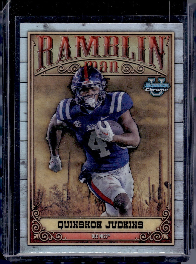 Quinshon Judkins Ramblin' Man 2023 Bowman U Chrome #RM-10 Ole Miss, Browns: Bowman U Chrome Football NFL Trading & Sports Cards, Sports Cards for Sale Near Me, Prospect, 1st Bowman, Super Bowl & Hall of Fame Players, Auction Memorabilia Lots For Sale Near Me