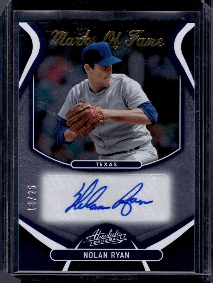 Nolan Ryan Marks of Fame Auto /25 2022 Panini Absolute #MOF-NR Texas Rangers (1 of 2)