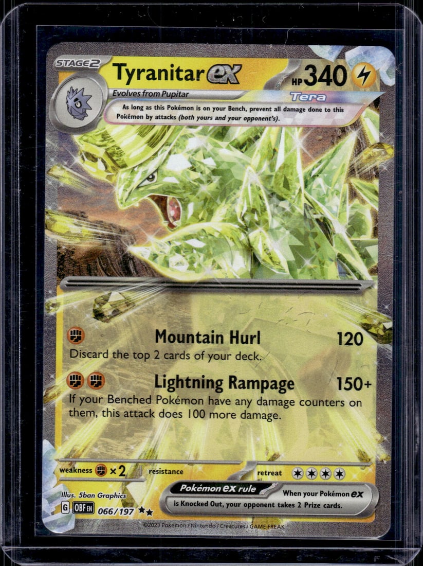 2023 Pokemon Obsidian Flames Tyranitar Ex Double Rare #66: Pokemon Trading Card Game Cards, Charizard, Pikachu, Mewto, EX, Referse Holo, Holo Rare Cards, Secret Rare Cards, Full Art Cards, Evee, 3 Stars Ultra Rare Cards, Double Rare, Illustration Rare, Specia