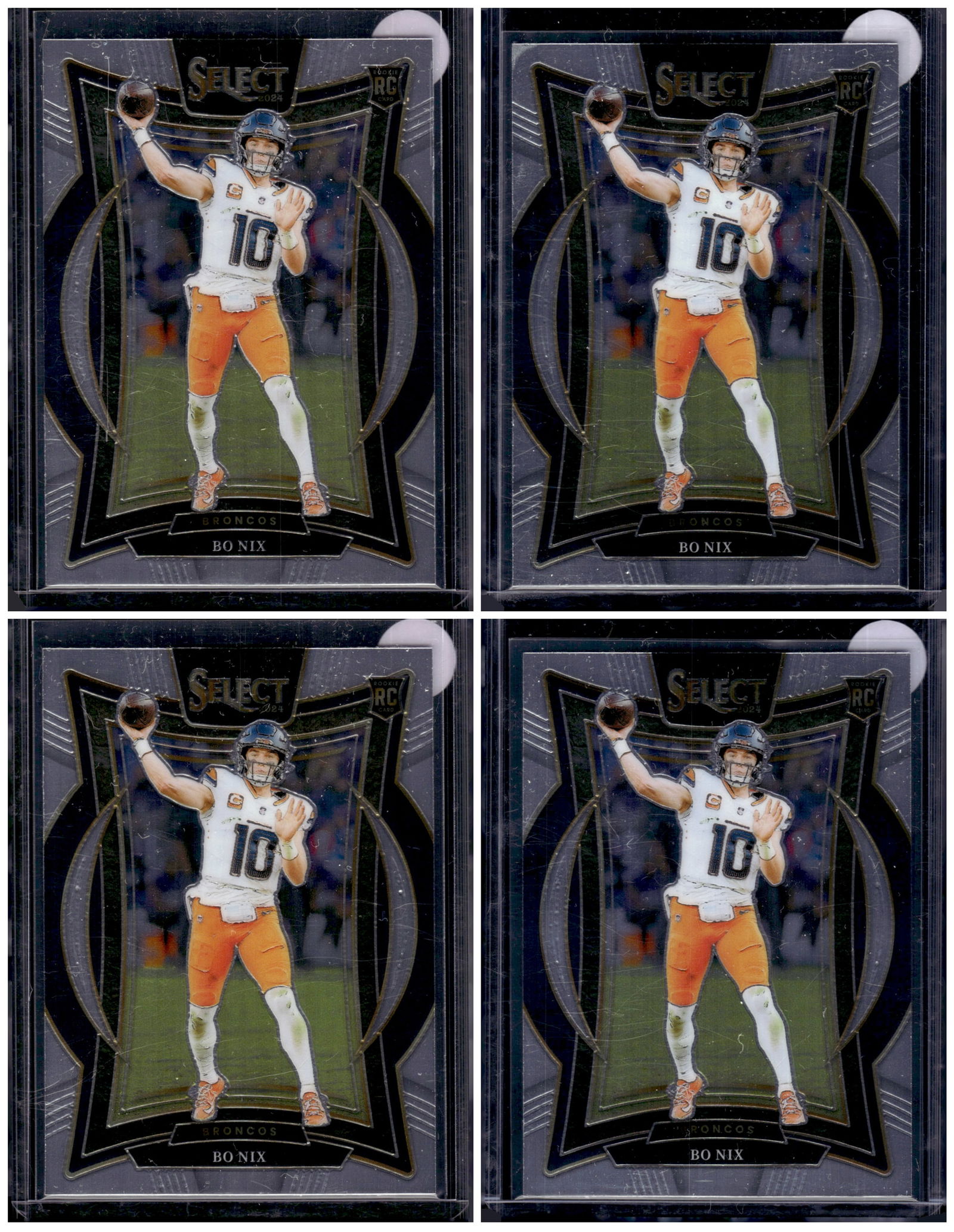 Lot of 4 Bo Nix Rookie Card 2024 Panini Select #30 Denver Broncos Football Cards (1 of 1)