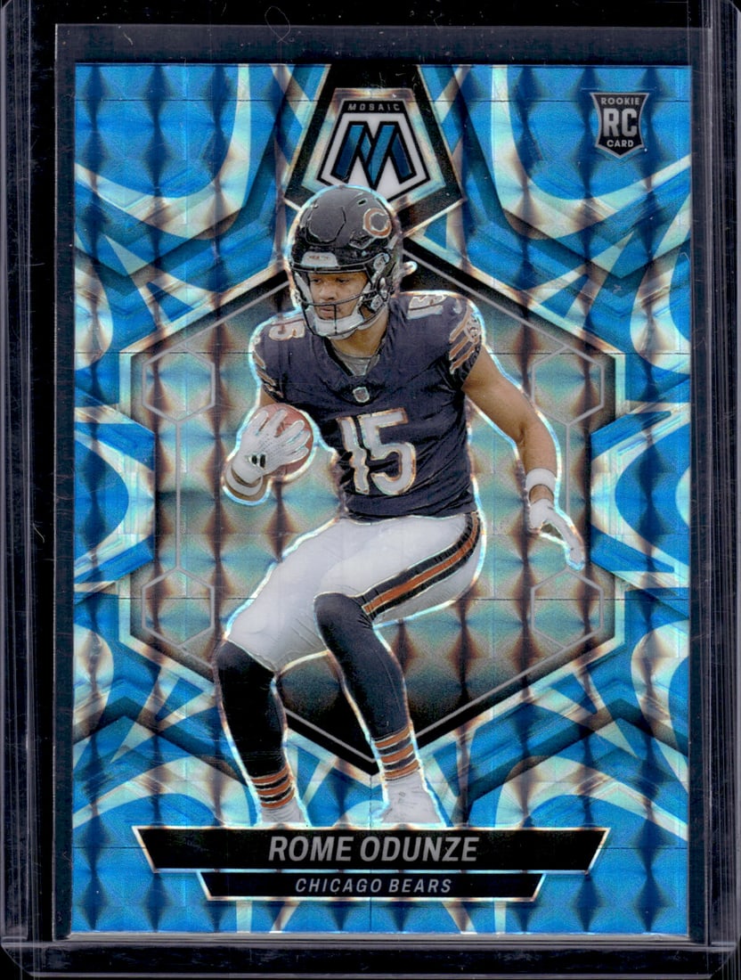 Rome Odunze Rookie Card Blue Reactive Prizm 2024 Panini Mosaic #309 Chicago Bears: Panini Select, Prizm, Mosaic, Contenders, Zenith, Phoenix, Illusions, Absolute, Rookie NFL Sports Trading Cards, SP, SSP, Cards, Football Cards for Sale Near Me, Superbowl & Hall of Fame Player Cards,