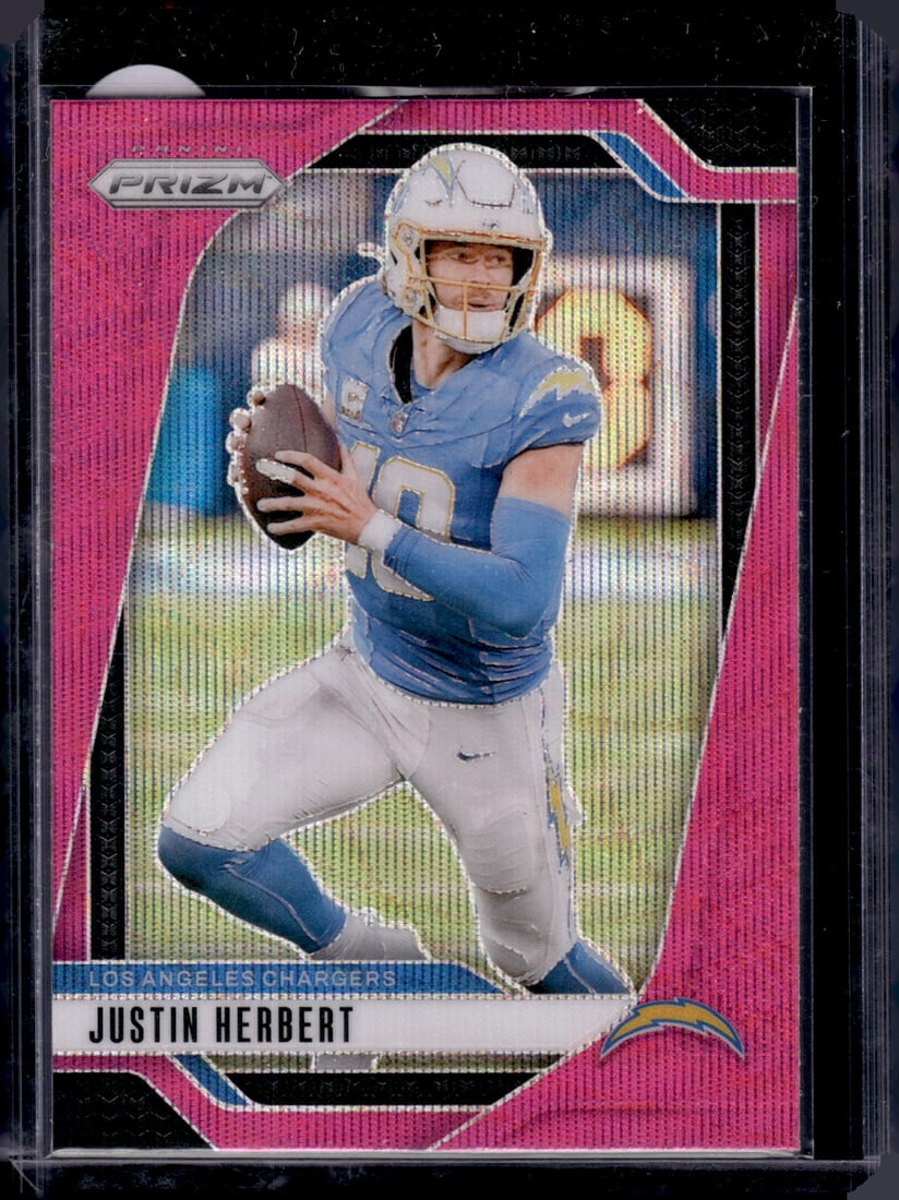 Justin Herbert Pink Wave Prizm 2024 Panini Prizm #157 Los Angelels Chargers (1 of 2)