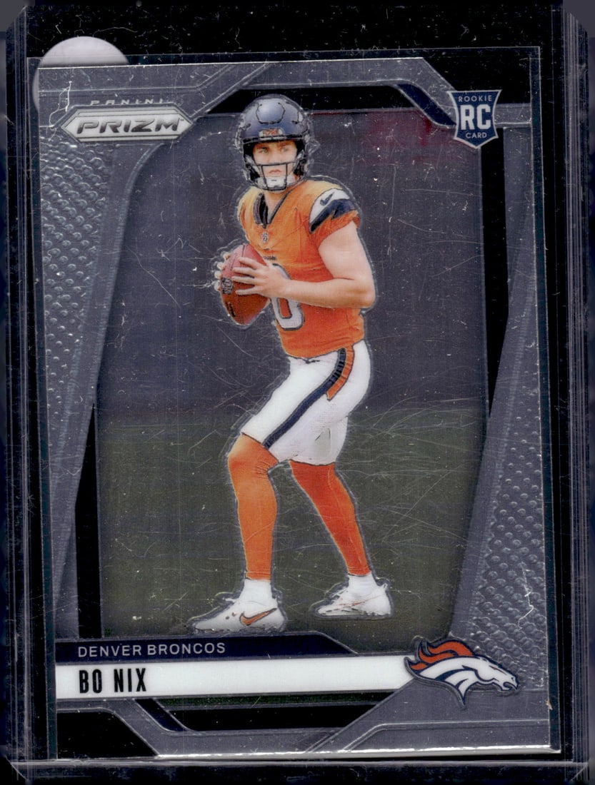 Bo Nix Rookie Card 2024 Panini Prizm #309 Denver Broncos: Panini Select, Prizm, Mosaic, Contenders, Zenith, Phoenix, Illusions, Absolute, Rookie NFL Sports Trading Cards, SP, SSP, Cards, Football Cards for Sale Near Me, Superbowl & Hall of Fame Player Cards,