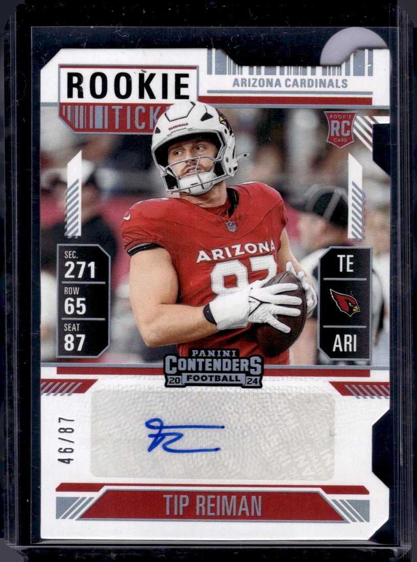 Tip Reiman Rookie Ticket Die Cut Auto /87 2024 Contenders #171 Arizona Cardinals (1 of 2)