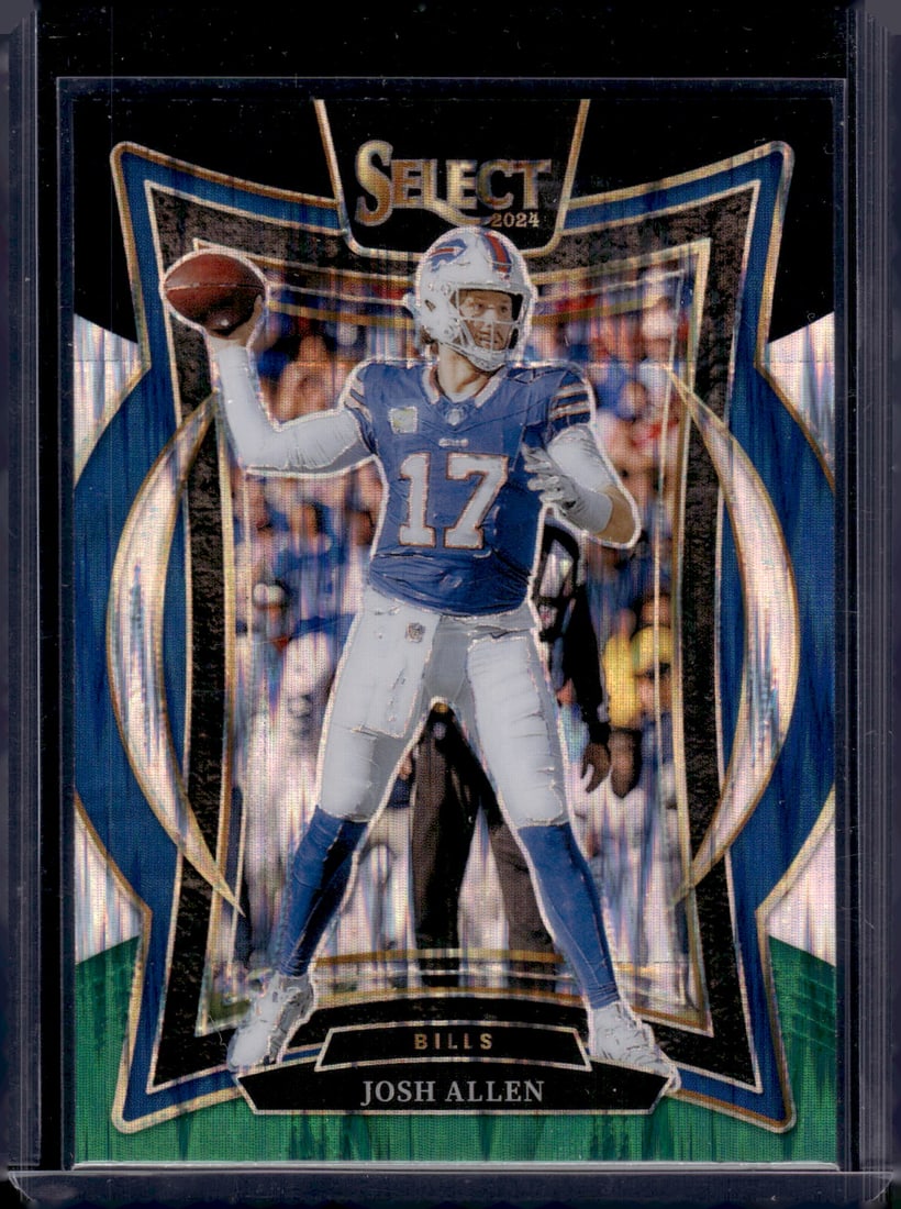 Josh Allen Black/Green Shock Prizm 2024 Panini Select #34 Buffalo Bills (1 of 2)