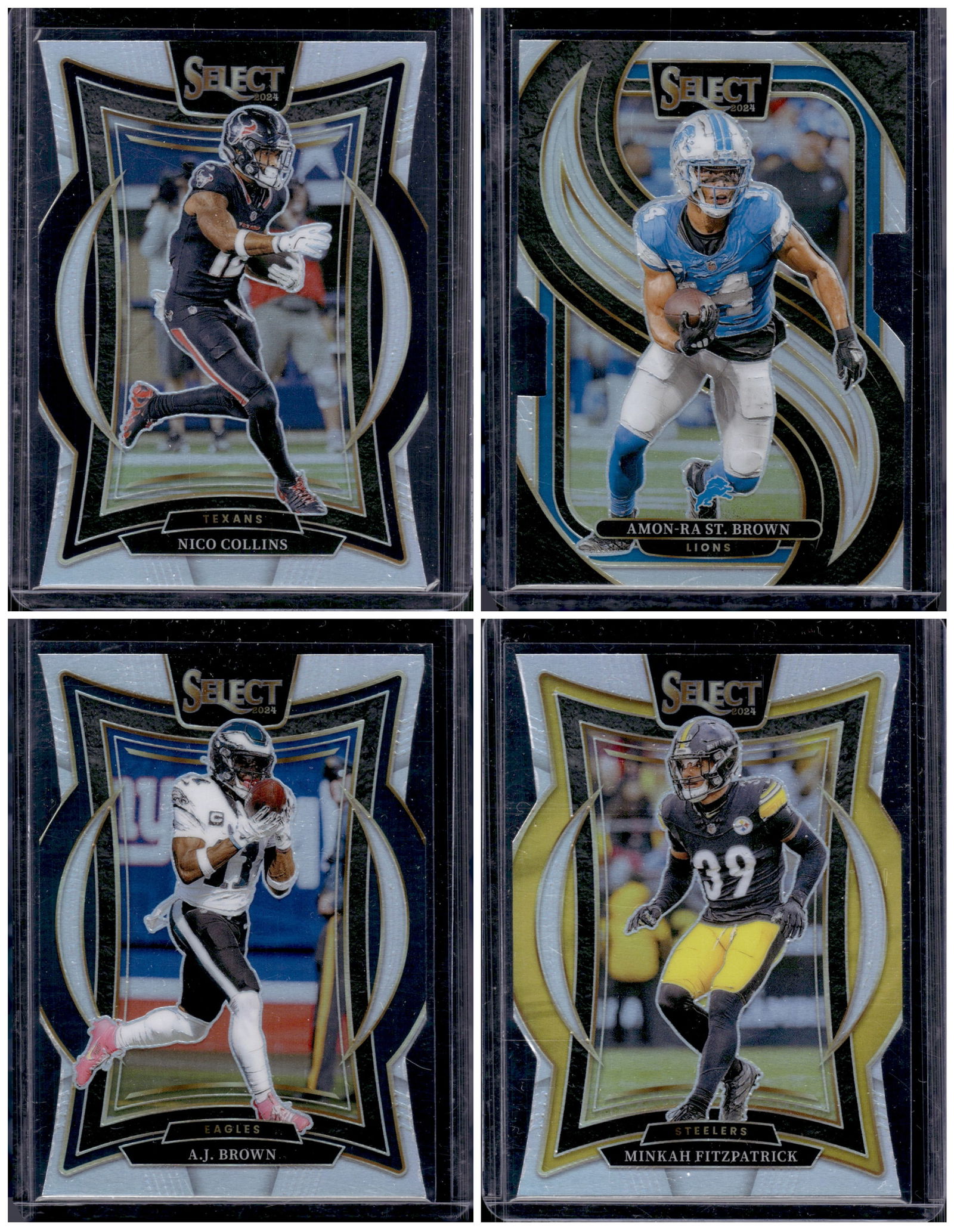 Lot of 4 2024 Select NFL Silver Prizm Die Cuts. St. Brown, Collins, Aj Brown, Fitzpatrick (1 of 1)