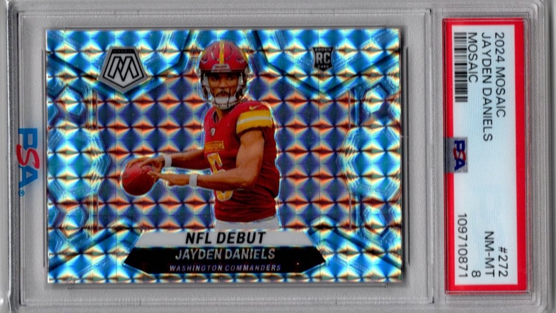 Jayden Daniels Rookie Card Silver Mosaic Prizm 2024 Mosaic #272 PSA 8 Commanders (1 of 2)