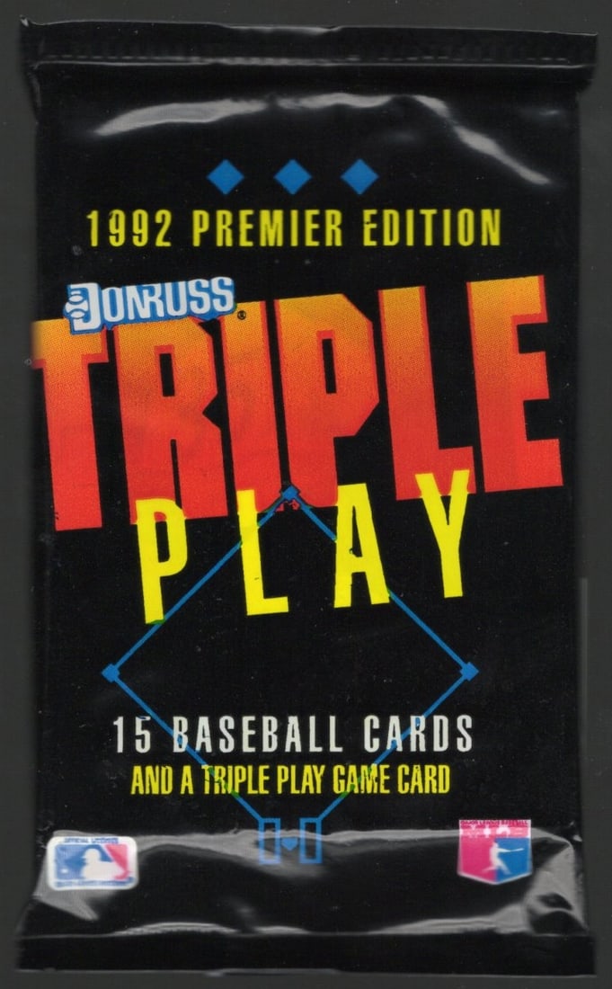 1992 Donruss Vintage PREMIER EDITION TRIPLE PLAY Baseball Card Retail Box Wax Pack: Vintage Valuable Donruss Baseball MLB Trading & Sports Cards, Robin Yount, George Brett, Rickey Henderson, Nolan Ryan, Old Sports Cards for Sale Near Me, World Series & hall of Fame Players, Auction M