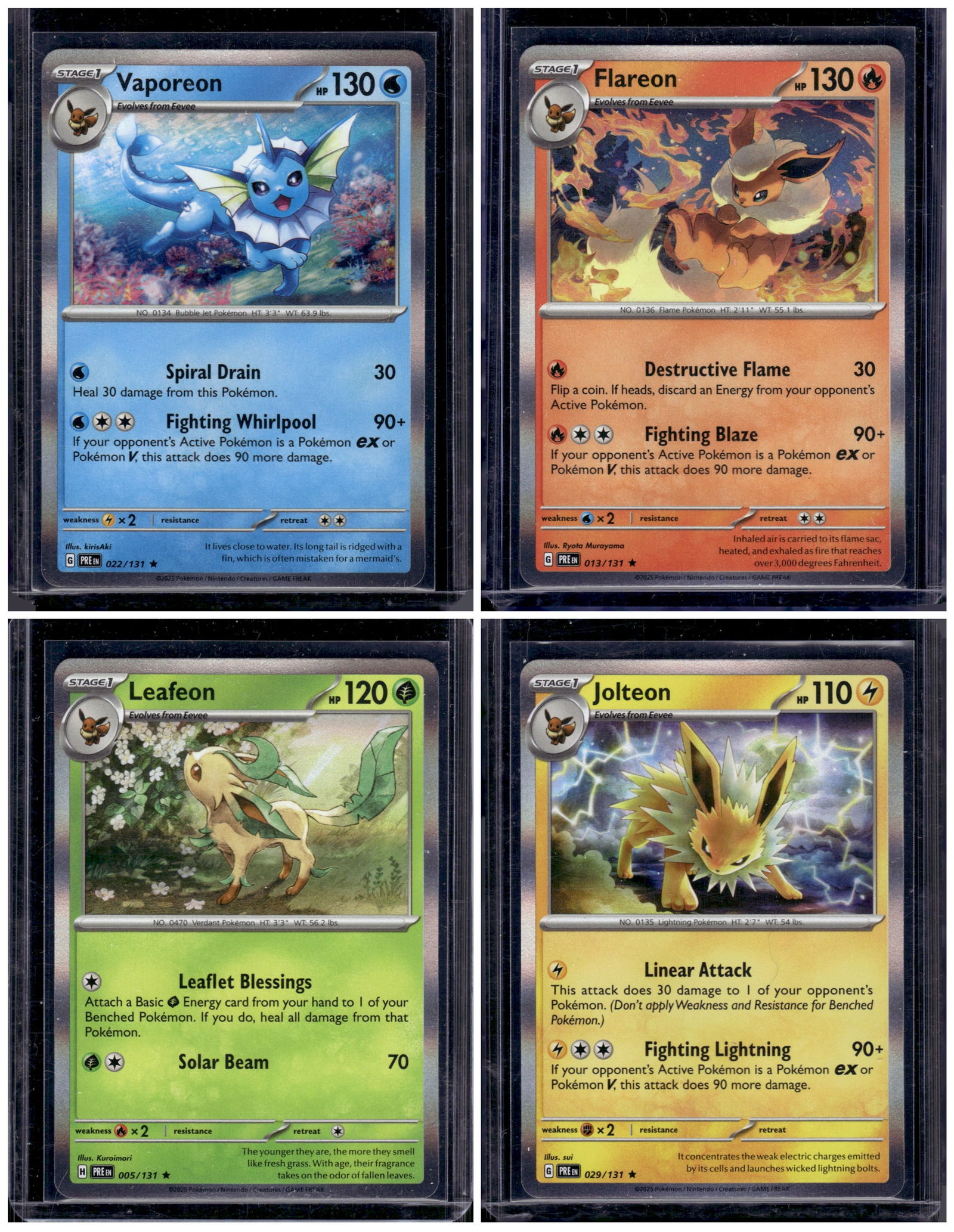 Lot of 4 Pokemon Prismatic Evolutions Eevee Evolutions Holo Rares. All Different: Pokemon Trading Card Game Cards, Charizard, Pikachu, Mewto, EX, Referse Holo, Holo Rare Cards, Secret Rare Cards, Full Art Cards, Evee, 3 Stars Ultra Rare Cards, Double Rare, Illustration Rare, Specia