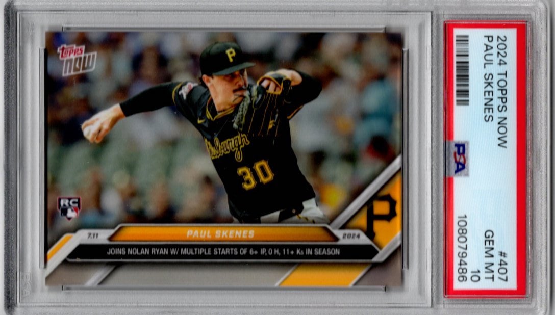 Paul Skenes Rookie Card 2024 Topps Now #407 PSA 10 Pittsburgh Pirates Baseball Card (1 of 2)