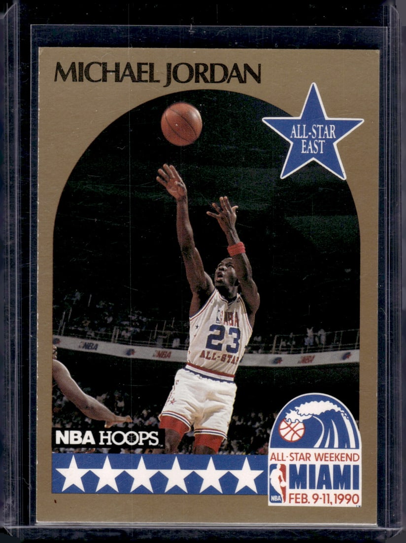 Michael Jordan 1990-91 NBA Hoops #5 Chicago Bulls: Panini Select, Prizm, Mosaic, Contenders, Revolution, Phoenix, NBA Hoops, Rookie NFL Sports Trading Cards, Silver, SP, SSP, Wave Prizms, Numbered Cards, Basketball sports Cards for Sale Near Me, NBA C