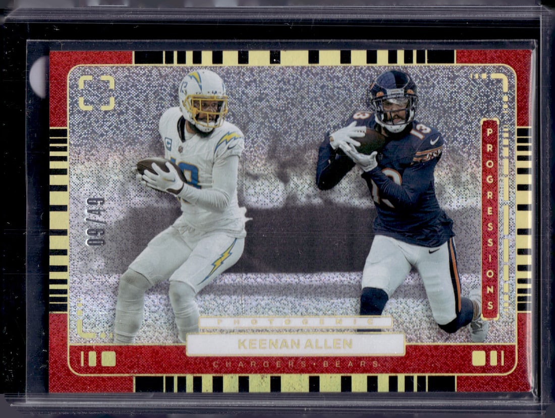Keenan Allen Progressions Red /49 2024 Panini Photogenic #11 Chargers, Bears: Panini Select, Prizm, Mosaic, Contenders, Zenith, Phoenix, Illusions, Absolute, Rookie NFL Sports Trading Cards, SP, SSP, Cards, Football Cards for Sale Near Me, Superbowl & Hall of Fame Player Cards,