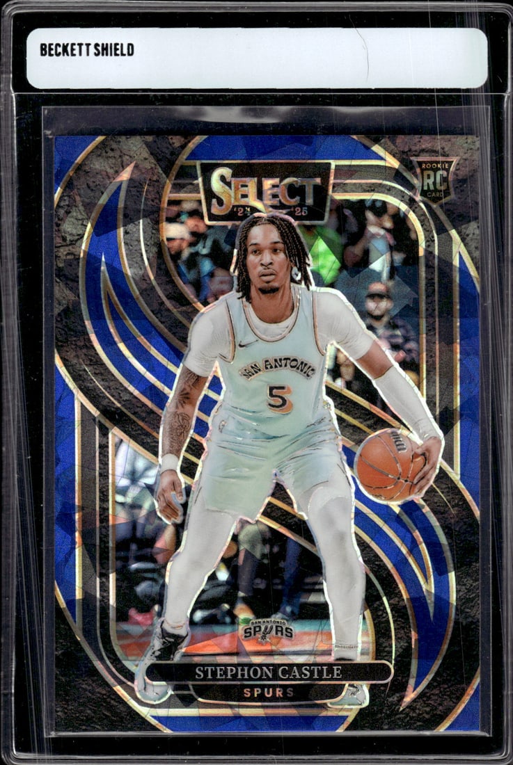 Stephon Castle Rookie Card Blue Cracked Ice 2024-25 Select #175 San Antonio Spurs (1 of 2)