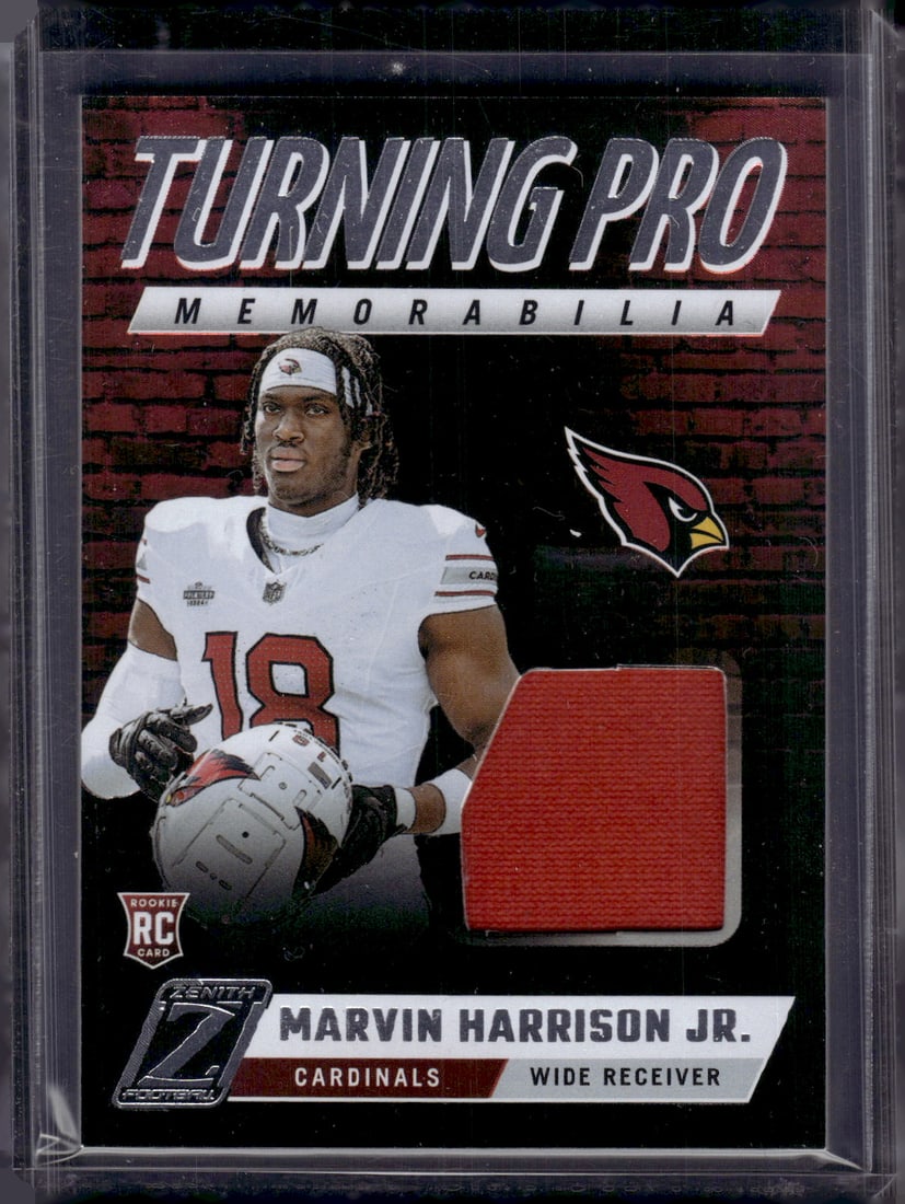 Marvin Harrison Jr. Turning Pro Rookie Card Patch 2024 Panini Zenith #TPM-MHJ Cardinals: Panini Select, Prizm, Mosaic, Contenders, Zenith, Phoenix, Illusions, Absolute, Rookie NFL Sports Trading Cards, SP, SSP, Cards, Football Cards for Sale Near Me, Superbowl & Hall of Fame Player Cards,
